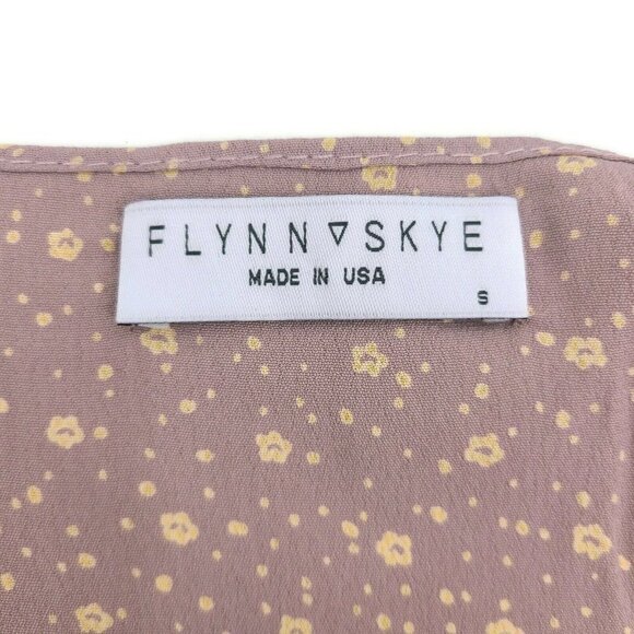 New Flynn Skye Knot Your Business Top Womens S Mauve Cluster Floral Bell Sleeves - Picture 5 of 6